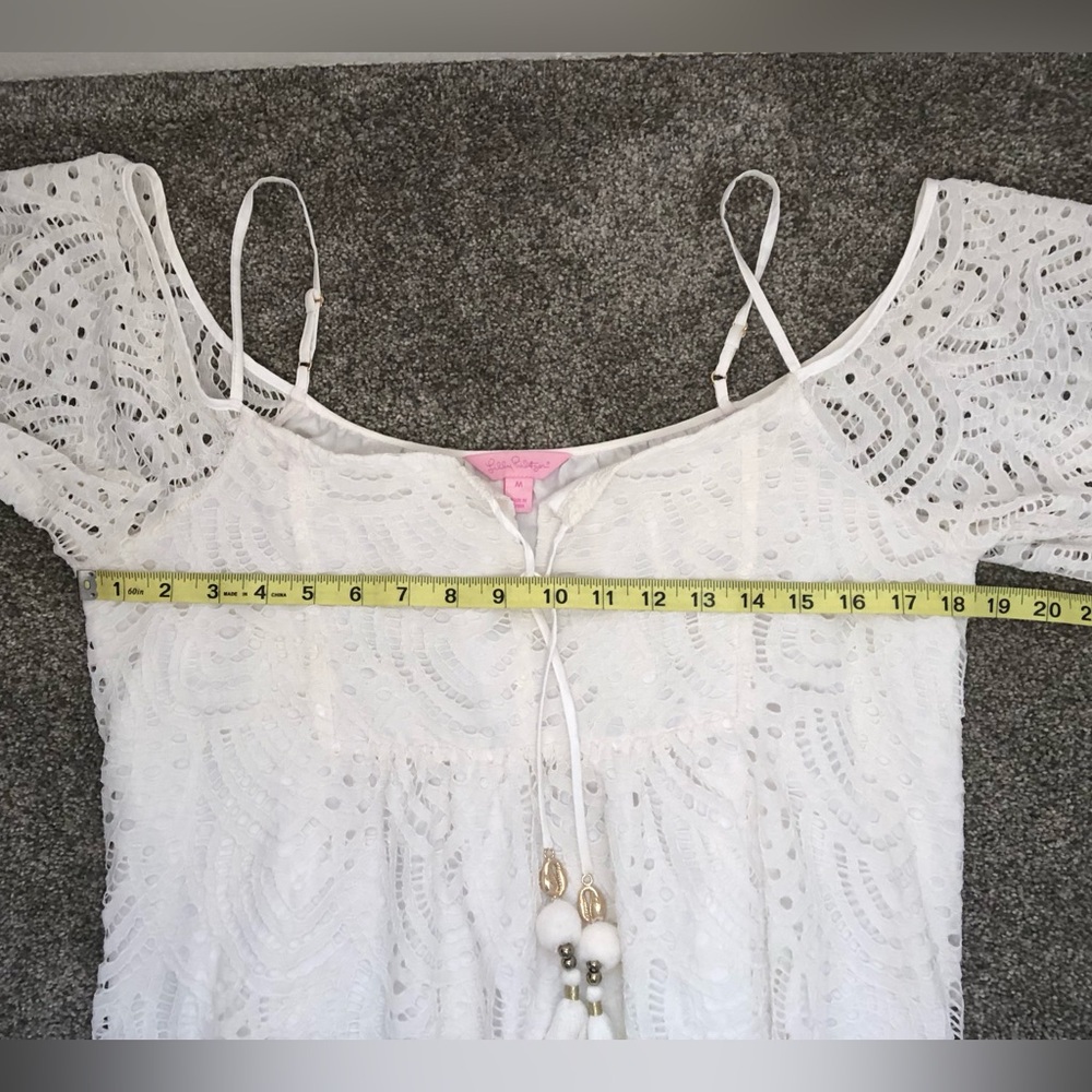 Lilly Pulitzer Alanna Dress in Marine Tropic Lace Resort White Size Medium - Picture 13 of 16